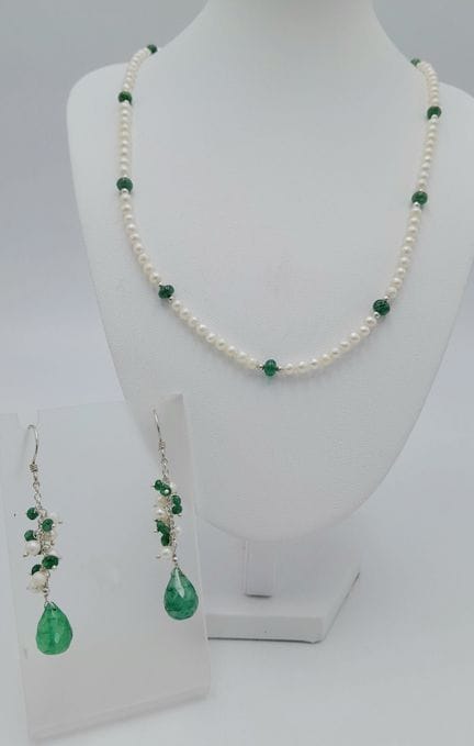 Set di gioielli in argento sterling 925 con perle 