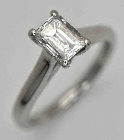 A 950 Platinum and Diamond Solitaire Ring. A 0.74c