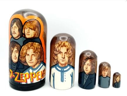 Led Zep Nesting Five-Piece Wood Doll Set. 11cm tal