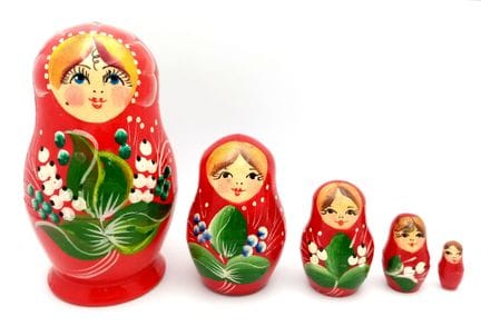 Traditional Nesting Five-Piece Wood Doll Set. 11cm