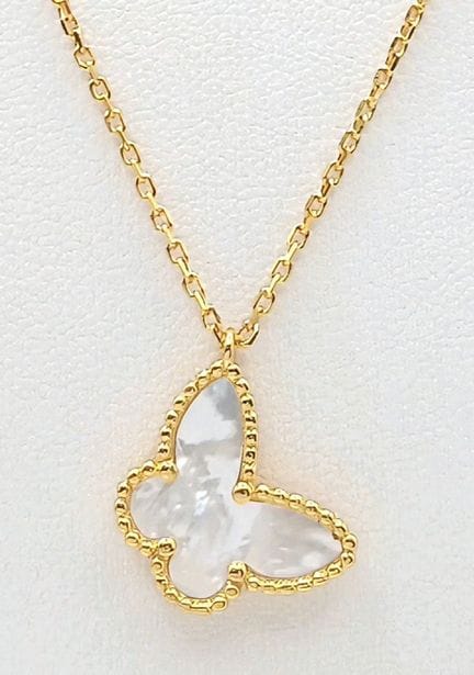 A 925 gilded Silver Necklace with a Mother of Pear