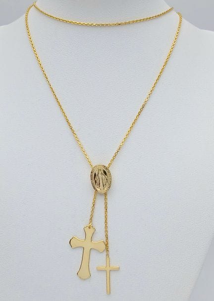 A Gold Gilded Sterling Silver, Religious, Two Cros