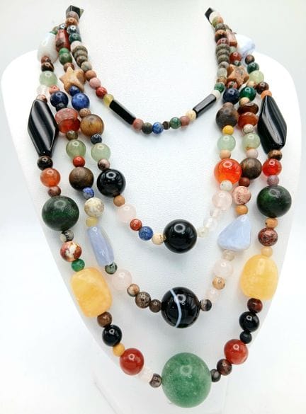 A Colourful Multi-Gemstone Bead Necklace - 68cm in