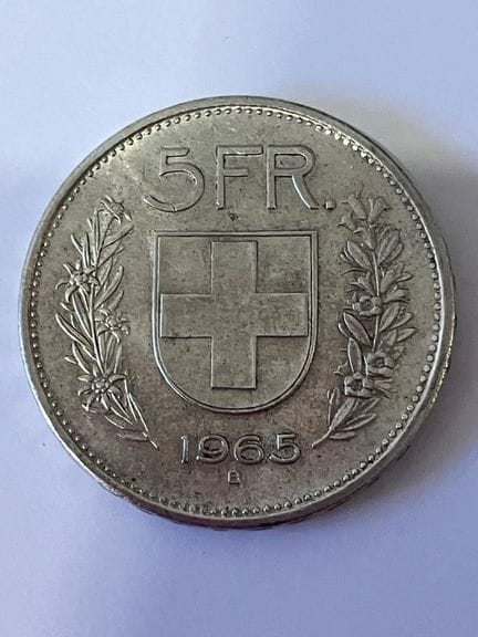 SILVER ‘WILLIAM TELL’ SWISS  5 FRANCS COIN. Extra 