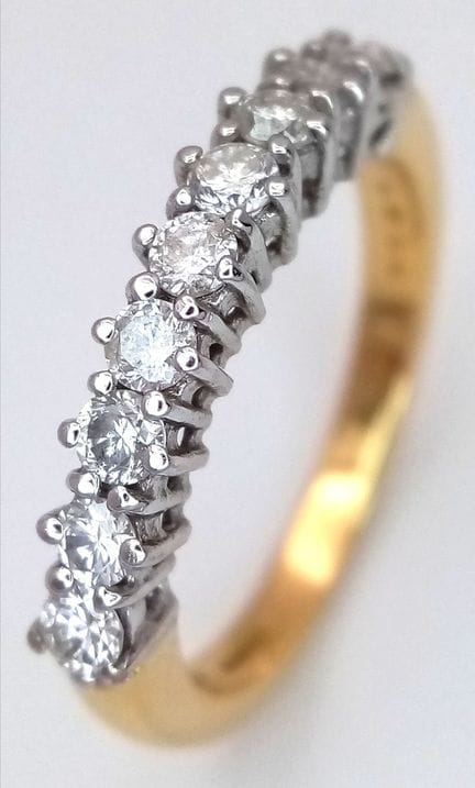 An 18K Yellow Gold, Diamond Set, Half Eternity Rin