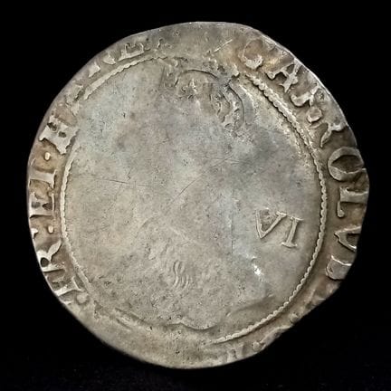 A Charles I, Silver Hammered 6d Coin. Group D. MM 