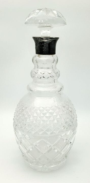 A London Silver Hallmarked Cut Glass Crystal Decan
