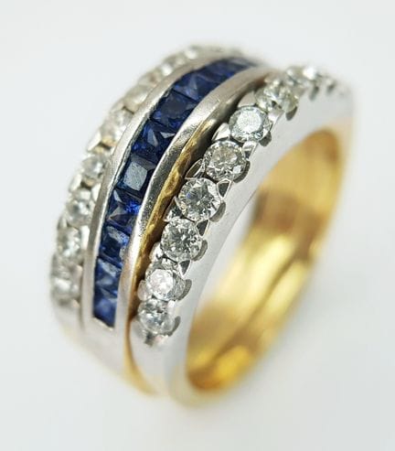 An 18K Bi-Colour Gold (tested) Diamond and Sapphir