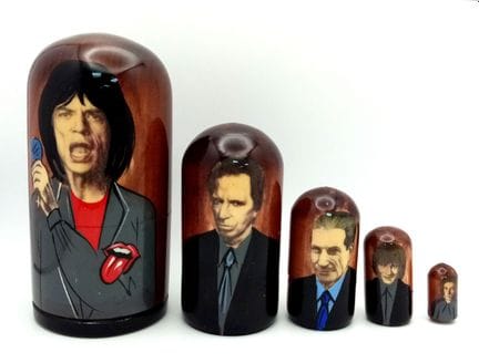 Rolling Stones Nesting Five-Piece Wood Doll Set. 1