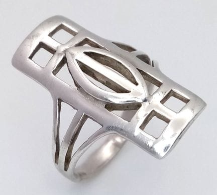 A KIT HEATH, STERLING SILVER, GEOMETRIC, ART DECO 