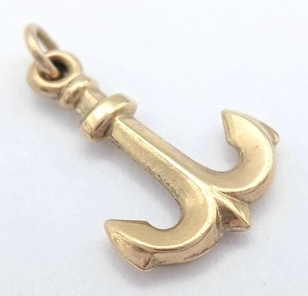 A 9K YELLOW GOLD, ANCHOR CHARM / PENDANT. 0.3G. SC