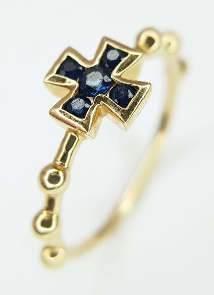 ANELLO A CROCE BAROCCA IN ORO GIALLO 18 CARATI, CO