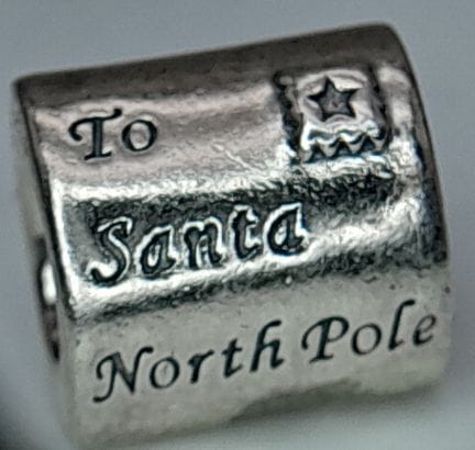 A 925 silver Pandora 'Letter to Santa' charm