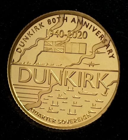Una moneta da un quarto di sovrano in oro 22 carat