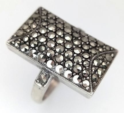 A Vintage Silver and Marcasite Ring Size K. The Ri