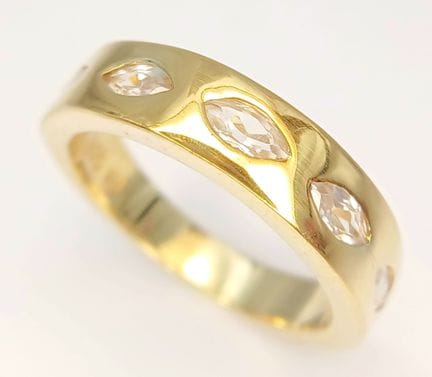 A Gold Gilded Sterling Silver Marquise Cut White T