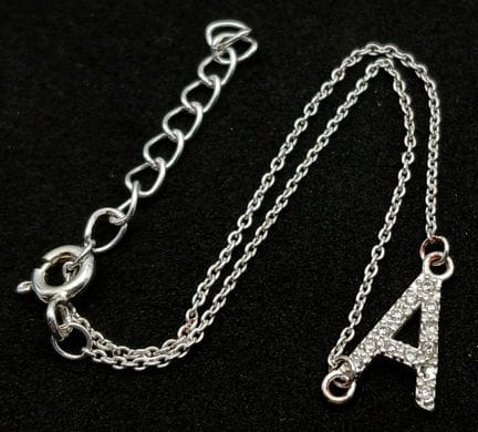 A Sterling Silver, Stone Set, Initial A Bracelet. 