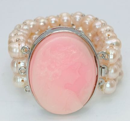 A Beautiful Three-Strand Cream Freshwater Pearl an