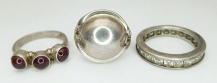 Three Different Style Sterling Silver Rings. All s
