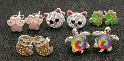 A Selection of 5 Pairs of Sterling Silver, Novelty