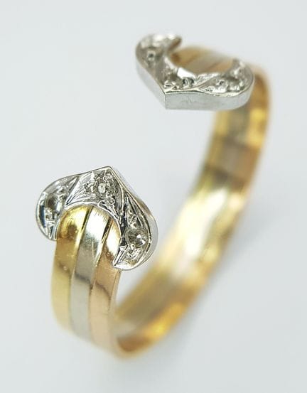 An 18K Tri-Colour Gold, Diamond Set, Buckle Design