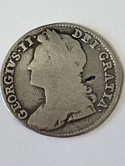 1741 GEORGE II SILVER SIXPENCE coin. Fair conditio