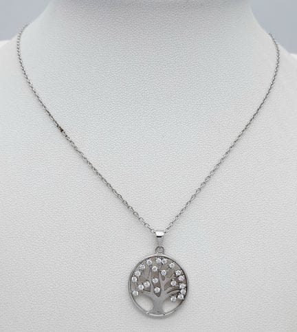 A Pretty Sterling Silver White Quartz Set Tree of 