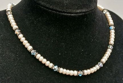An Attractive White Freshwater Pearl and Crystal B