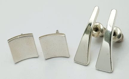 Two Pairs of 925 Silver Earrings. 9mm and 20mm. 4.