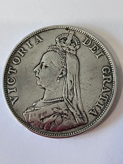 1889 DOUBLE SILVER FLORIN coin. Very fine/extra fi