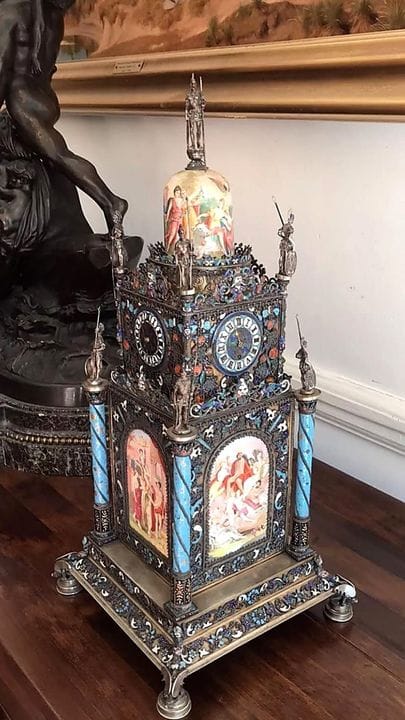 Raro orologio a torre austriaco di grandi dimensio