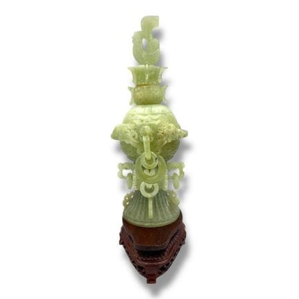Superbe brûleur d'encens chinois tripode en jade v