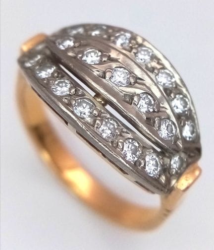 Bague de parure vintage en or 14 carats sertie de 