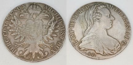 Una moneda original de plata «Thaler de María Tere
