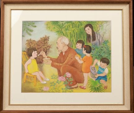 "Tío Ho con los niños Sin nombre, 48 x 60 cm, Goua