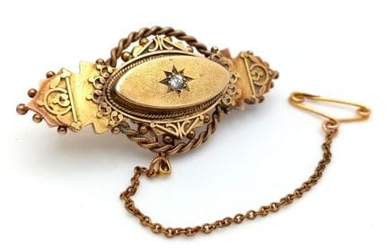 Broche antiguo victoriano de oro de 15 quilates co