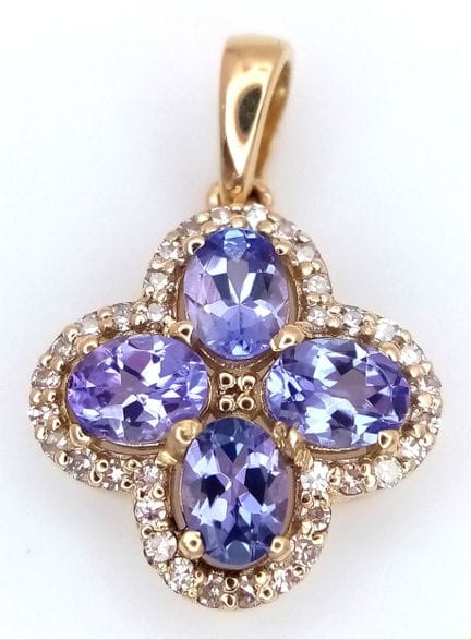 Ciondolo in oro giallo 14 carati con tanzanite nat