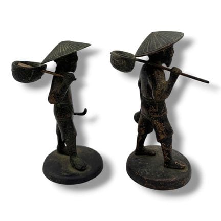 Paire de figurines anciennes japonaises en bronze 