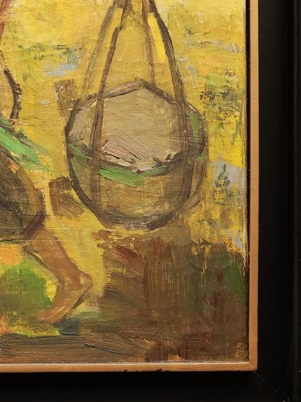 "Street Vendor", 20th Century. 41 x 73 cm. Oil on 