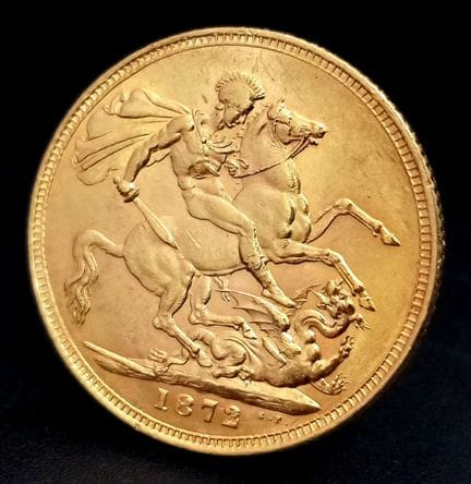 AÑO 1872, REINA VICTORIA, REVERSO, JOVEN CON MOÑO,