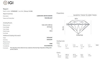 Un diamante cultivado en laboratorio de 4,01 ct co