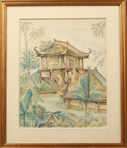 "One Pillar Pagoda" by Do Bechard, 50 x 40 cm, Wat