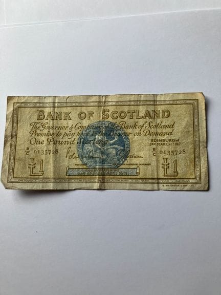 Billete de 1 libra del Bank of Scotland de 1967. E