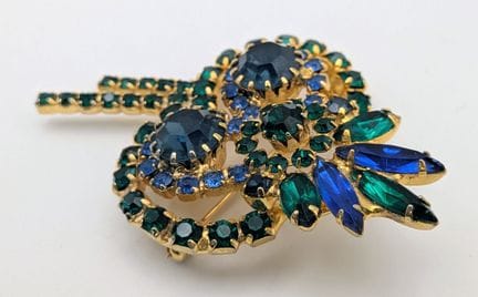 A Vintage Juliana D&E Glass and Rhinestone Peacock