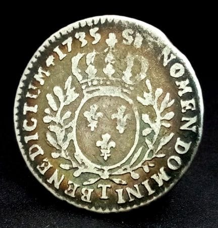 一枚1735年法国1/10埃库银币。南特铸币厂铸造。稀有。