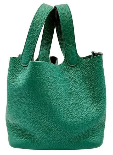 Un bolso de mano Hermès Picotin Lock de piel verde
