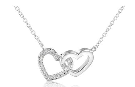 Collana con doppio cuore in oro bianco 18 carati c