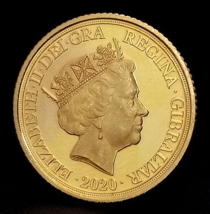 Moneda de medio soberano de 2020, REINA ISABEL II,
