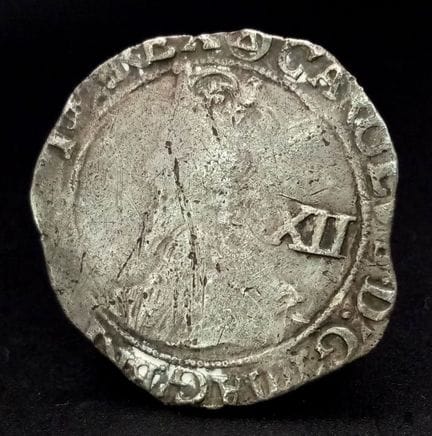 查理一世银质一先令硬币。F组。4:4。119b。S2799。