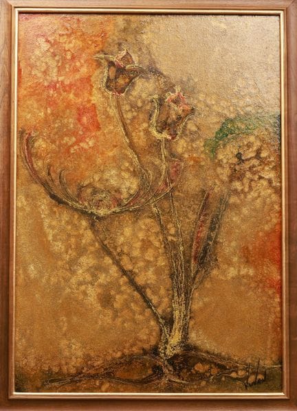 "抽象"，20 世纪。63 x 44 厘米。漆画。右下方有签名。艺术家不详。这件作品的作者是一位活跃